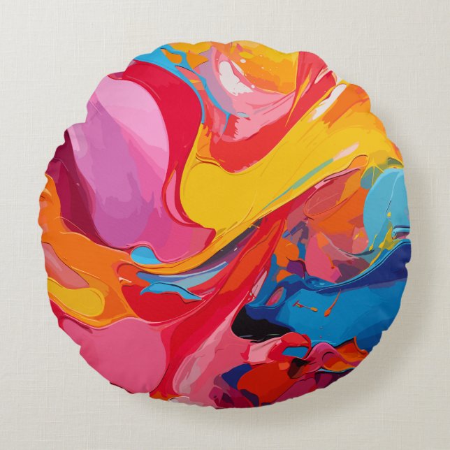 Levendige kleuren rond kussen (Voorkant)