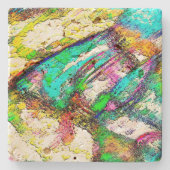 Levendige kleuren - Rustisch en ruw als ruw Stenen Onderzetter (Voorkant)