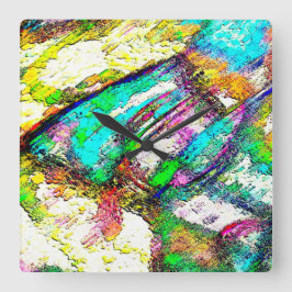 Levendige kleuren - Rustisch en ruw als ruw Vierkante Klok