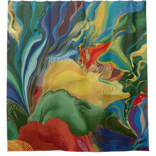 Levendige kleuren spatten abstracte kunst douchegordijn (Voorkant)