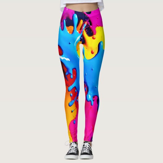 Levendige kleuren Splash Art Leggings (Voorkant)