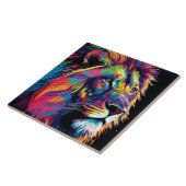 Levendige kleuren van leeuwenkunst tegeltje (Zijkant)