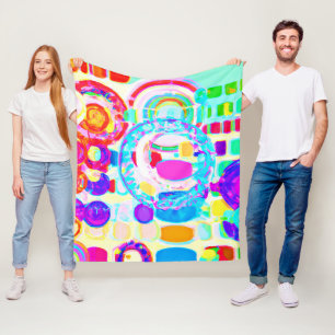 Levendige kleuren willekeurig patroon fleece deken