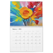Levendige kleurenbloemen schilderen kalender (Feb 2026)