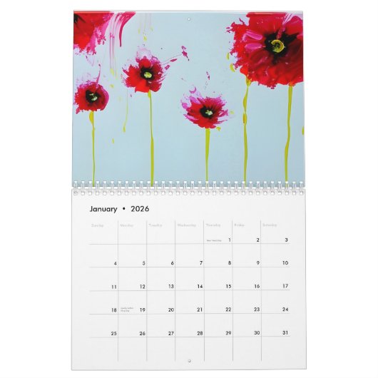 Levendige kleurenbloemen Schilderkalender Kalender (Jan 2026)