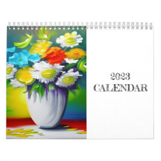 Levendige kleurenbloemen Schilderkalender Kalender
