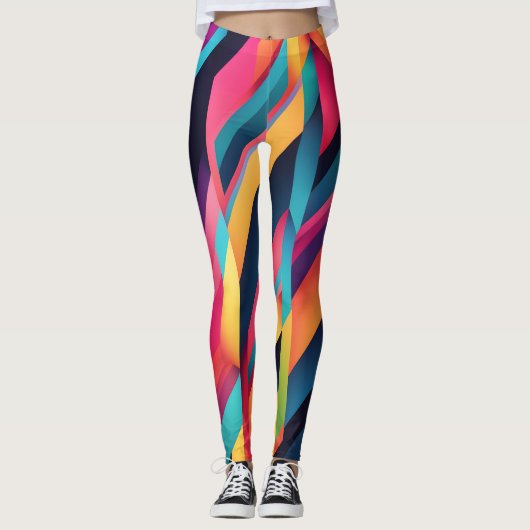 Levendige kleurenblokken leggings (Voorkant)