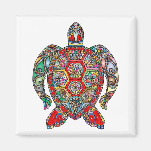 Levendige kleurenschildpad magneet (Voorkant)