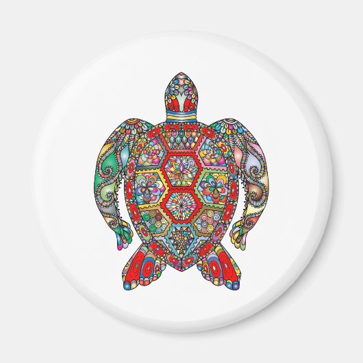 Levendige kleurenschildpad magneet (Voorkant)