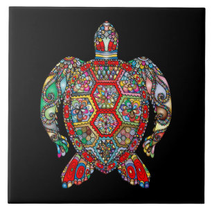 Levendige kleurenschildpad tegeltje