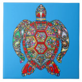 Levendige kleurenschildpad tegeltje (Voorkant)