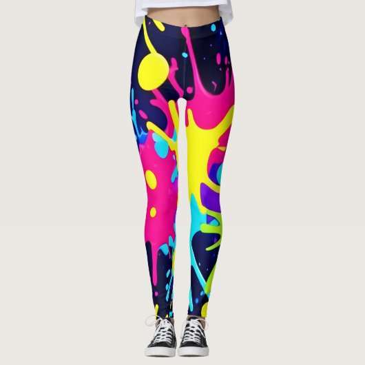 Levendige kleurensplash leggings (Voorkant)