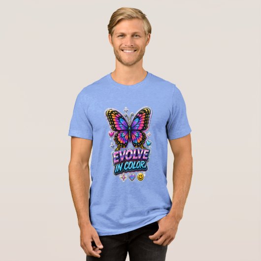 Levendige Kleurensplash Mok Tri-Blend Shirt (Voorkant volledig)