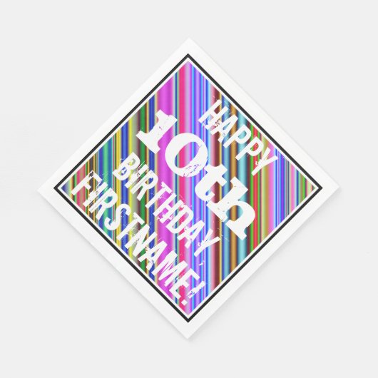 Levendige, kleurrijke 10e verjaardag + aangepaste  servetten (Hoek)