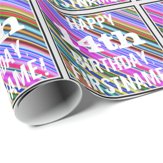 Levendige, kleurrijke 14e verjaardag + aangepaste  cadeaupapier (Rol Hoek)