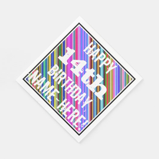 Levendige, kleurrijke 14e verjaardag + aangepaste servetten (Hoek)