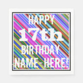 Levendige, kleurrijke 17e verjaardag + aangepaste servetten (Voorkant)