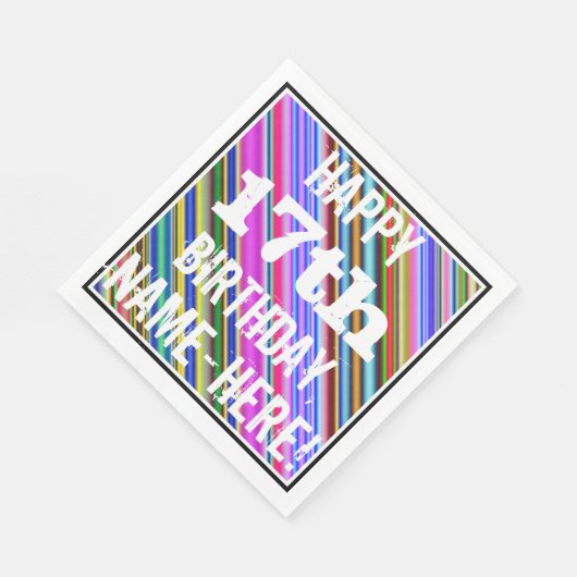 Levendige, kleurrijke 17e verjaardag + aangepaste servetten (Hoek)