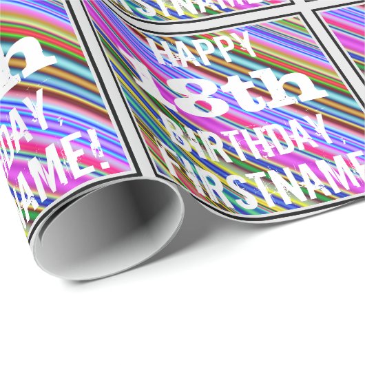 Levendige, kleurrijke 18e verjaardag + aangepaste  cadeaupapier (Rol Hoek)