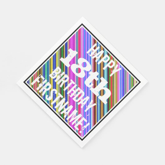 Levendige, kleurrijke 18e verjaardag + aangepaste servetten (Hoek)