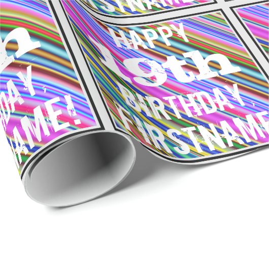 Levendige, kleurrijke 19e verjaardag + aangepaste  cadeaupapier (Rol Hoek)