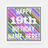 Levendige, kleurrijke 19e verjaardag + aangepaste  servetten (Voorkant)