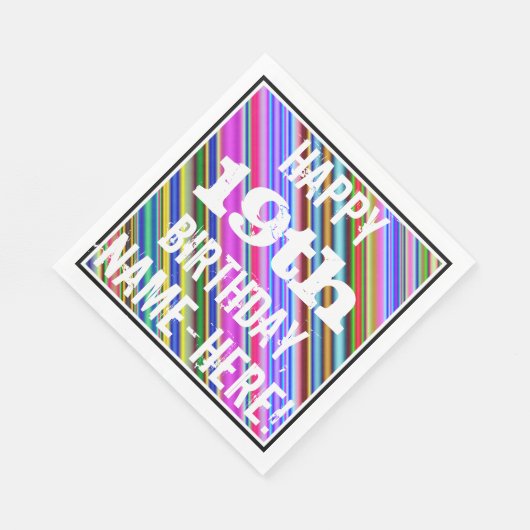 Levendige, kleurrijke 19e verjaardag + aangepaste  servetten (Hoek)