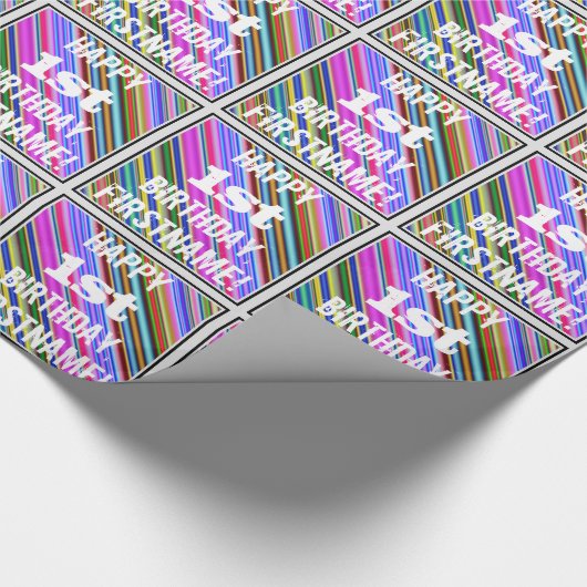 Levendige, kleurrijke 1e verjaardag + aangepaste n cadeaupapier (Hoek)