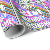 Levendige, kleurrijke 21ste verjaardag + aangepast cadeaupapier (Rol Hoek)