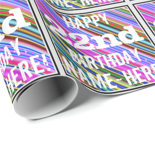 Levendige, kleurrijke 22e verjaardag + aangepaste  cadeaupapier (Rol Hoek)