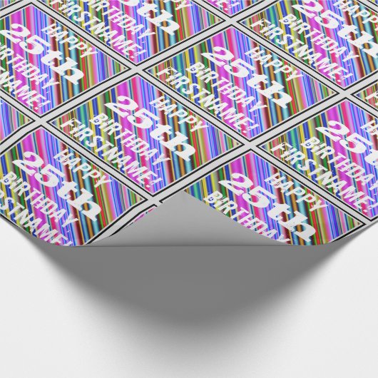 Levendige, kleurrijke 25e verjaardag + aangepaste  cadeaupapier (Hoek)