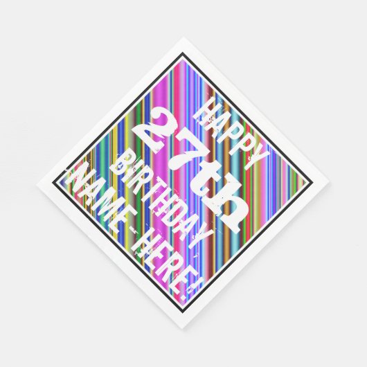 Levendige, kleurrijke 27e verjaardag + aangepaste servet (Hoek)