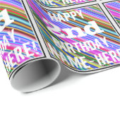 Levendige, kleurrijke 2e verjaardag + aangepaste n cadeaupapier (Rol Hoek)