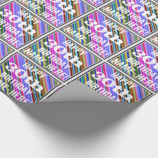 Levendige, kleurrijke 30e verjaardag + aangepaste  cadeaupapier (Hoek)