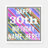 Levendige, kleurrijke 30e verjaardag + aangepaste servet (Voorkant)