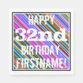 Levendige, kleurrijke 32e verjaardag + aangepaste servet (Voorkant)