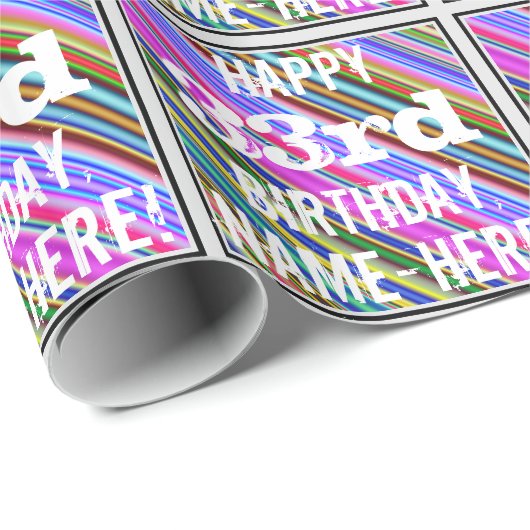 Levendige, kleurrijke 33e verjaardag + aangepaste cadeaupapier (Rol Hoek)