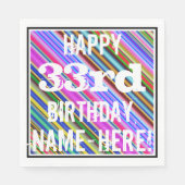 Levendige, kleurrijke 33e verjaardag + aangepaste  servet (Voorkant)