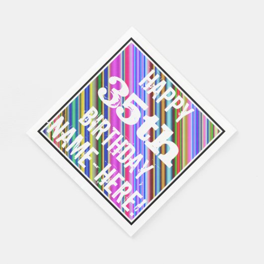 Levendige, kleurrijke 35e verjaardag + aangepaste  servet (Hoek)