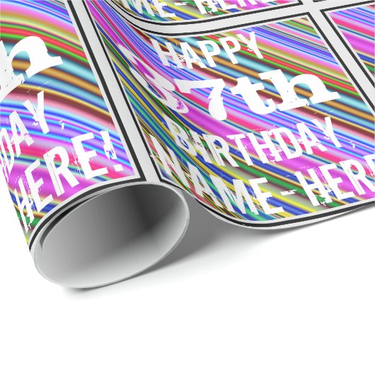 Levendige, kleurrijke 37e verjaardag + aangepaste  cadeaupapier (Rol Hoek)