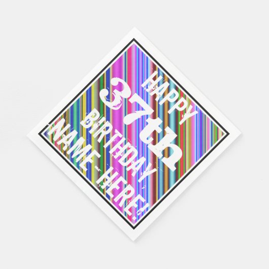 Levendige, kleurrijke 37e verjaardag + aangepaste servet (Hoek)