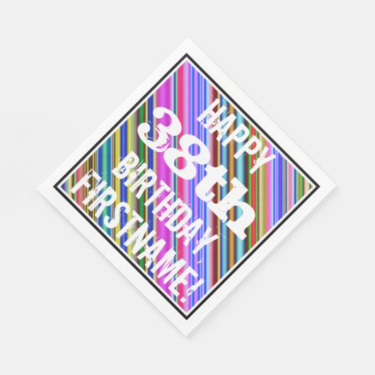 Levendige, kleurrijke 38e verjaardag + aangepaste servet (Hoek)