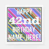 Levendige, kleurrijke 42e verjaardag + aangepaste servet (Voorkant)