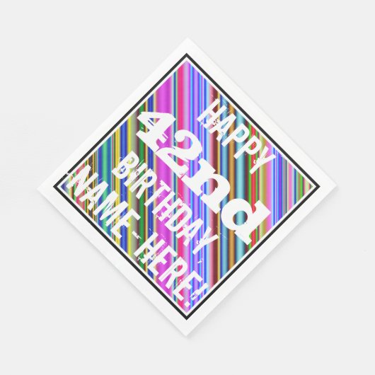 Levendige, kleurrijke 42e verjaardag + aangepaste  servet (Hoek)