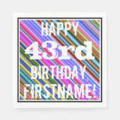 Levendige, kleurrijke 43e verjaardag + aangepaste servet (Voorkant)