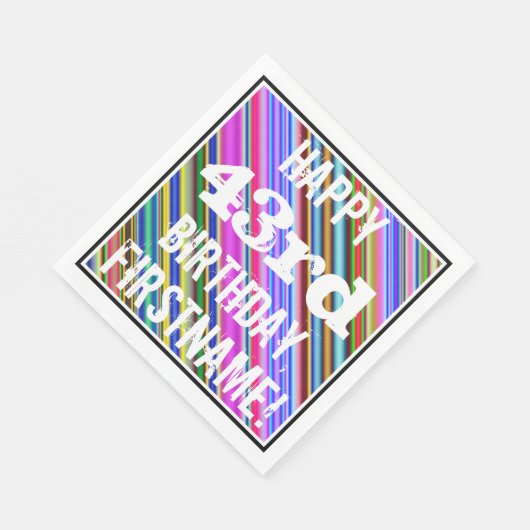 Levendige, kleurrijke 43e verjaardag + aangepaste servet (Hoek)