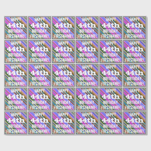 Levendige, kleurrijke 44e verjaardag + aangepaste cadeaupapier (Vlak)