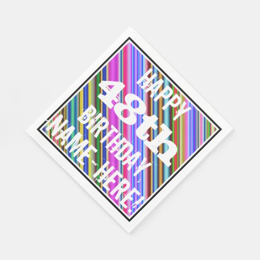 Levendige, kleurrijke 48e verjaardag + aangepaste  servet (Hoek)