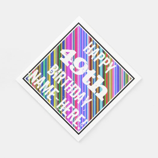 Levendige, kleurrijke 49e verjaardag + aangepaste  servet (Hoek)