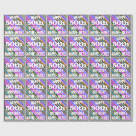 Levendige, kleurrijke 50ste verjaardag + aangepast cadeaupapier